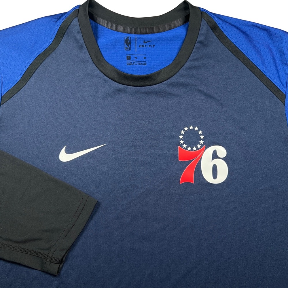 Nike Philadelphia 76ers Hyper Elite Shooting Shirt XL Blue Long Sleeve NBA Gear